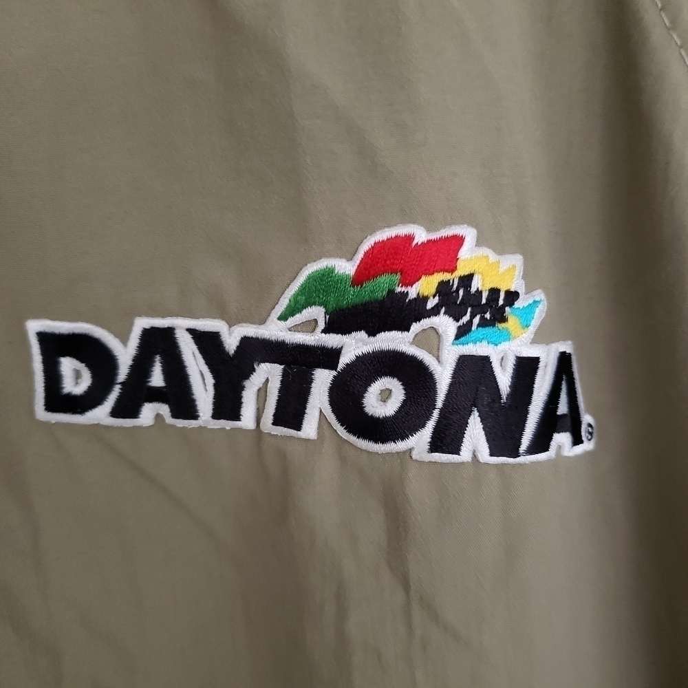 Auburn Sportswear Daytona 500 Nylon Jacket  Mens Size L Khaki Olive Navy Blue - Picture 3 of 9